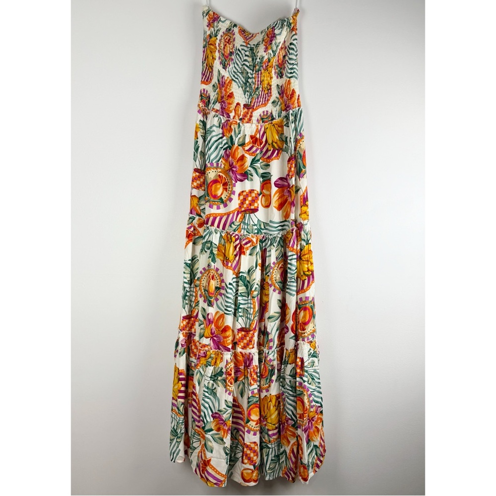 Anthropologie Abel the Label Fruit Print Strapless Maxi Dress, Smocked Top NWT